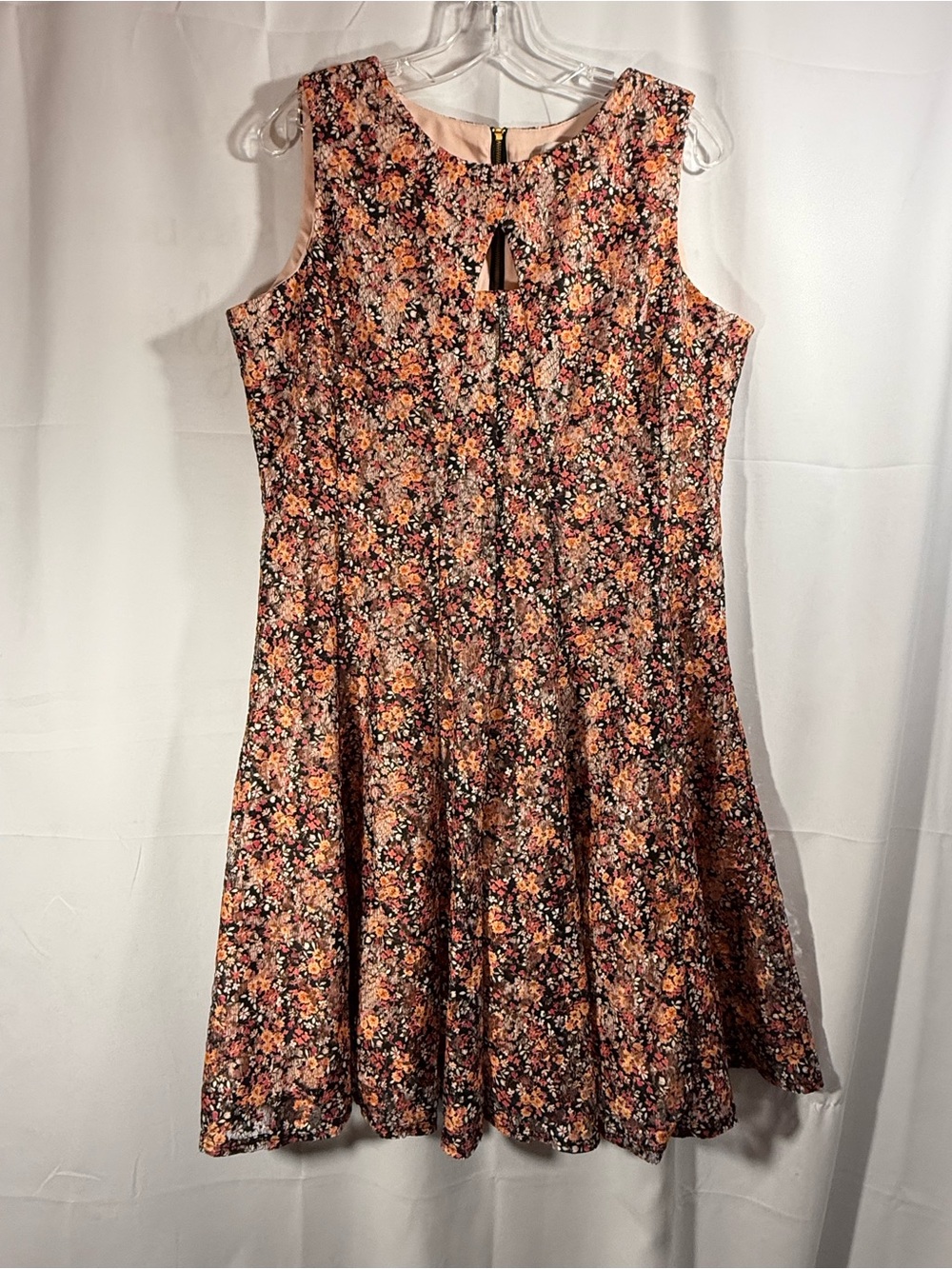 DB Dress Barn Sleeveless Floral Lace Overlay Fit-and-Flare Dress Size 16
